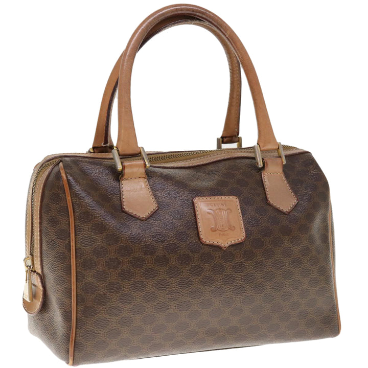 Celine Macadam Canvas Boston Bag PVC Brown  65901