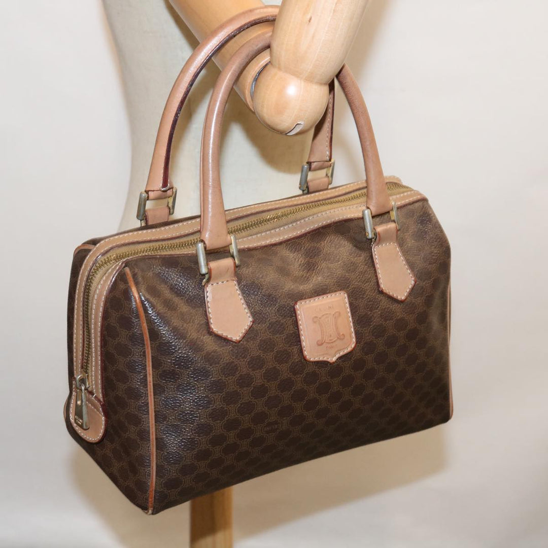 Celine Macadam Canvas Boston Bag PVC Brown  65901