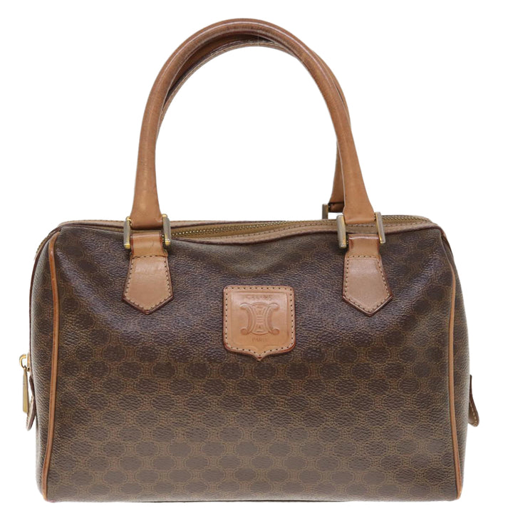 Celine Macadam Canvas Boston Bag PVC Brown  65901