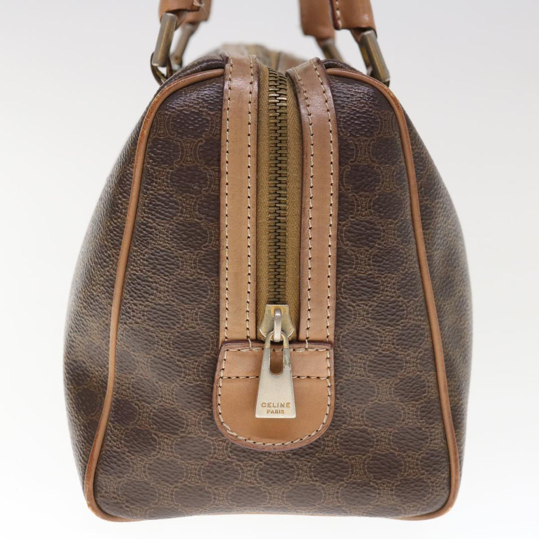 Celine Macadam Canvas Boston Bag PVC Brown  65901