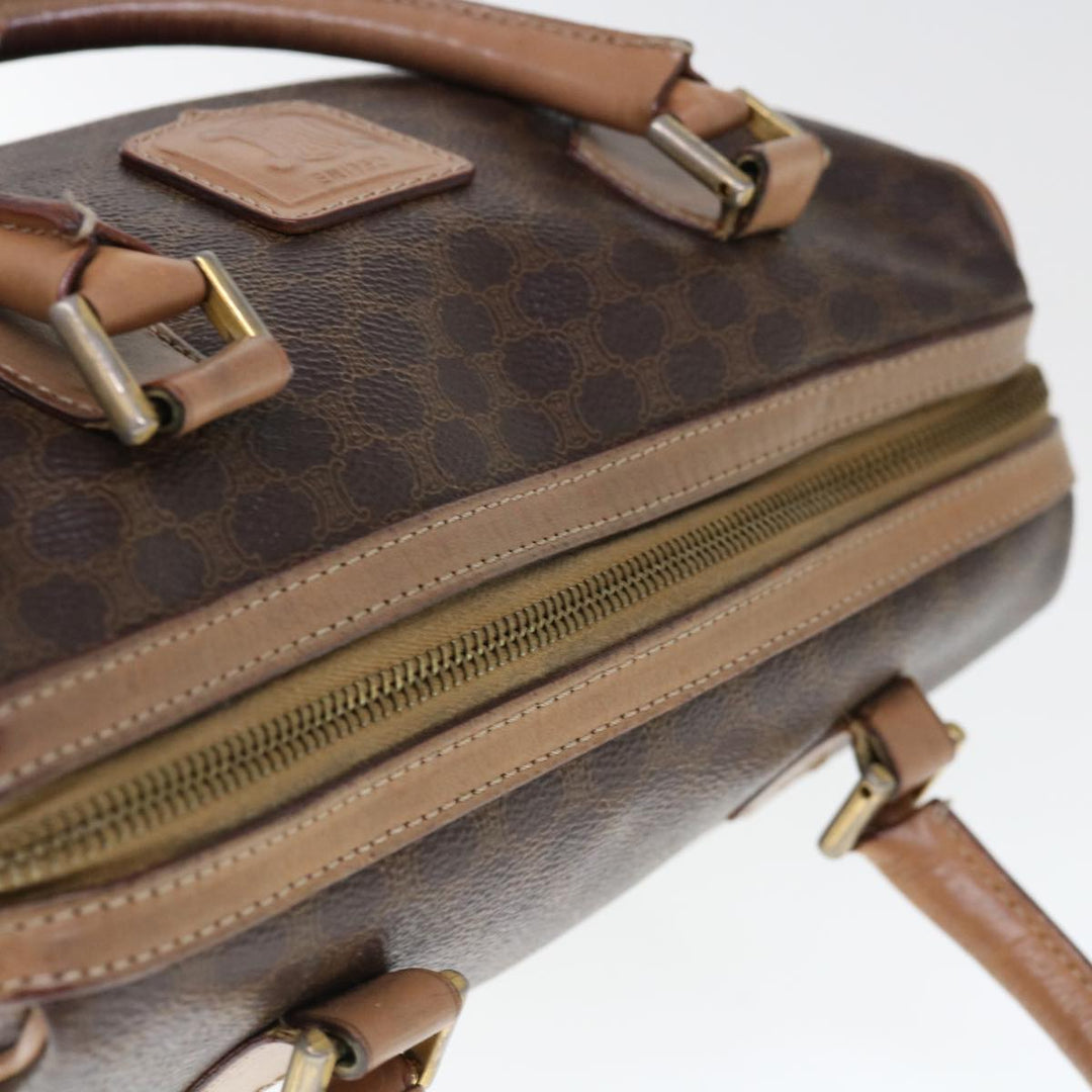 Celine Macadam Canvas Boston Bag PVC Brown  65901