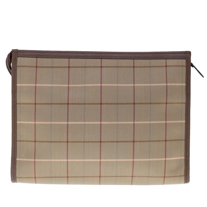 BurberrySs Nova Check Clutch Bag Canvas Brown Auth 65917