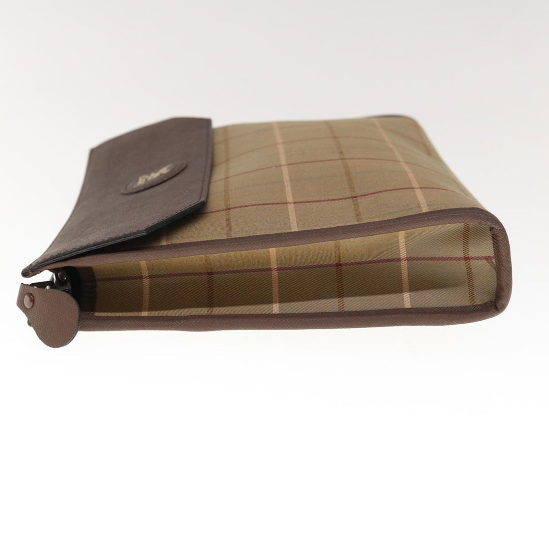 BurberrySs Nova Check Clutch Bag Canvas Brown Auth 65917