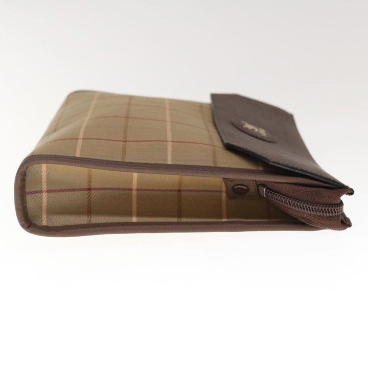 BurberrySs Nova Check Clutch Bag Canvas Brown Auth 65917