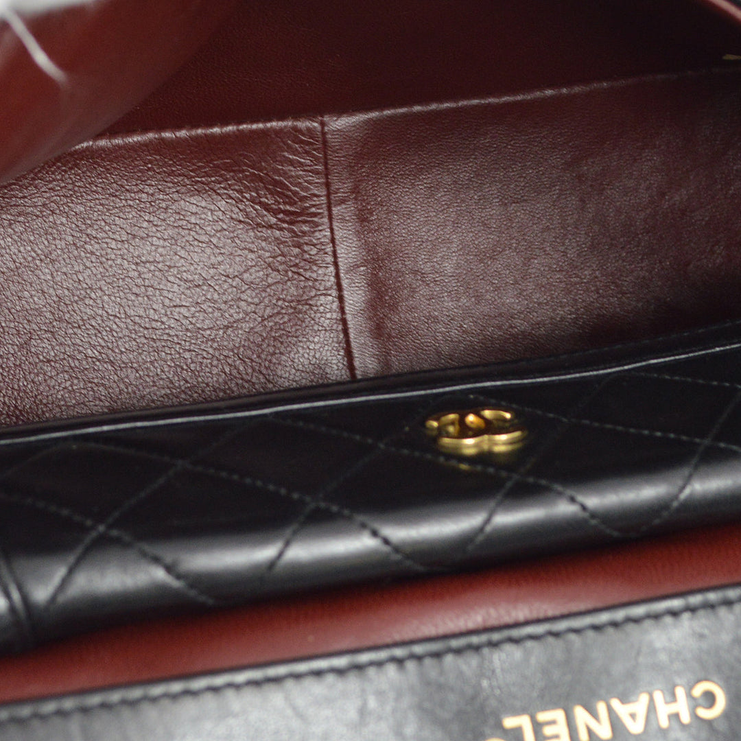 Top Quality Chanel Black Lambskin Straight Flap Shoulder Bag