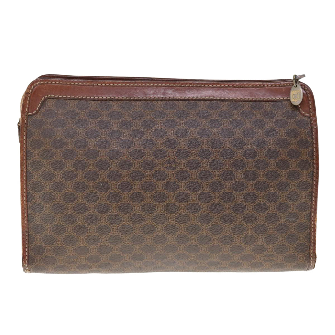Celine Macadam Canvas Clutch Bag PVC Brown Auth 65968