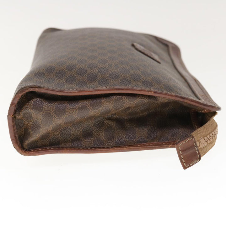 Celine Macadam Canvas Clutch Bag PVC Brown Auth 65968