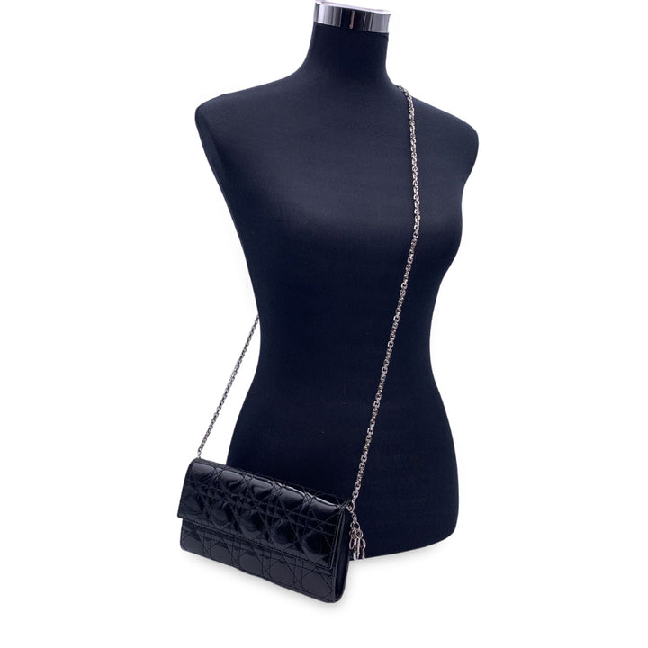 CHRISTIAN Top quality Dior Black Patent Leather Clutch Pochette Lady Top quality Dior Bag
