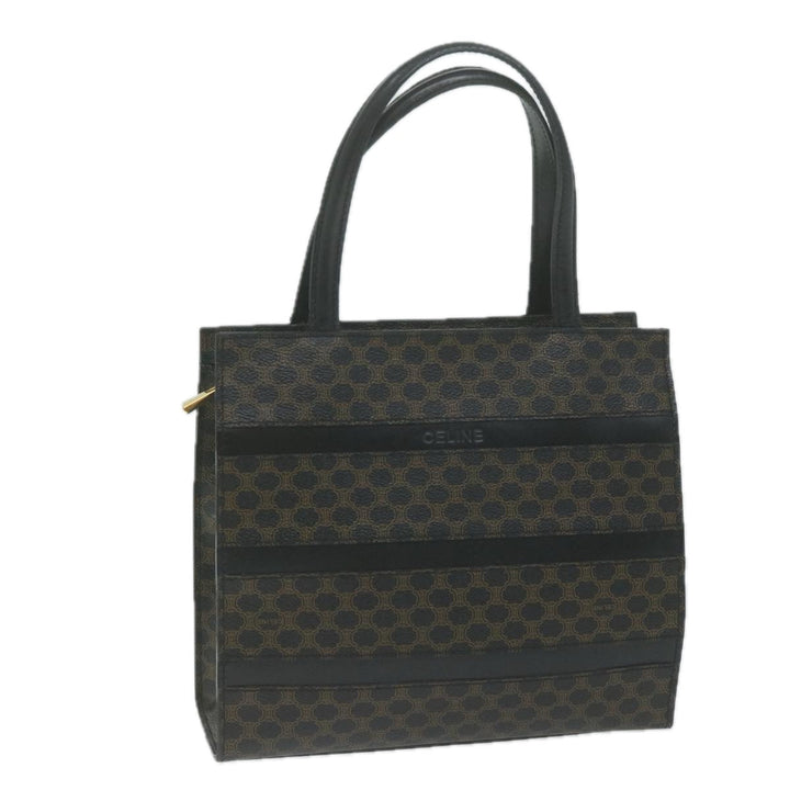 Celine Macadam Canvas Hand Bag PVC Brown Black Auth 66116