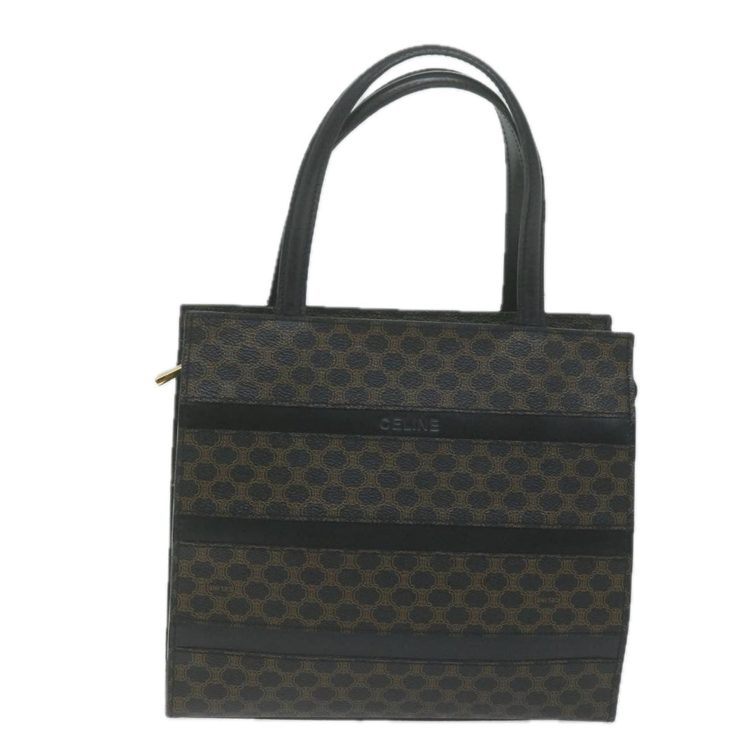 Celine Macadam Canvas Hand Bag PVC Brown Black Auth 66116
