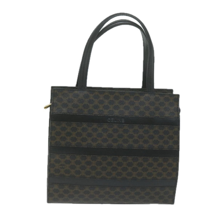 Celine Macadam Canvas Hand Bag PVC Brown Black Auth 66116