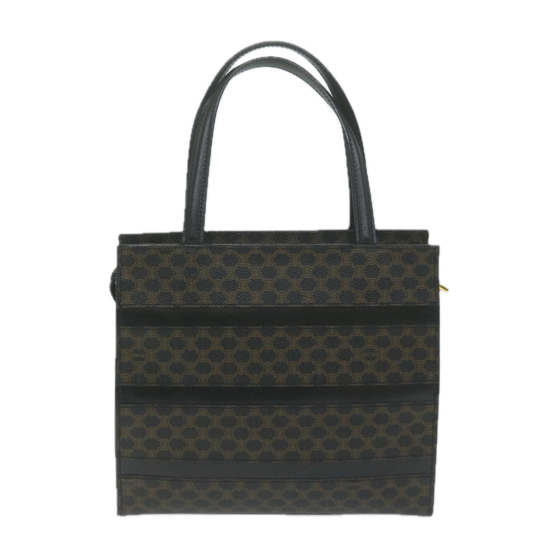 Celine Macadam Canvas Hand Bag PVC Brown Black Auth 66116