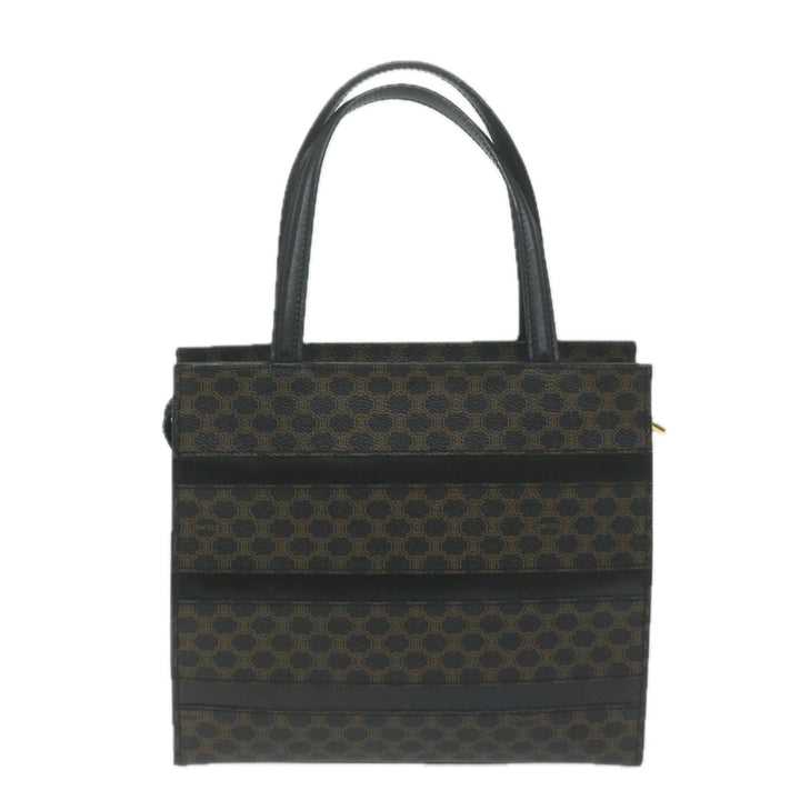 Celine Macadam Canvas Hand Bag PVC Brown Black Auth 66116