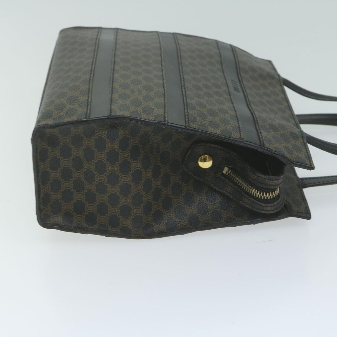 Celine Macadam Canvas Hand Bag PVC Brown Black Auth 66116
