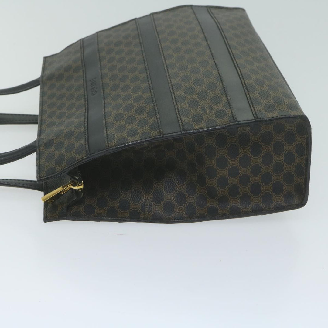 Celine Macadam Canvas Hand Bag PVC Brown Black Auth 66116