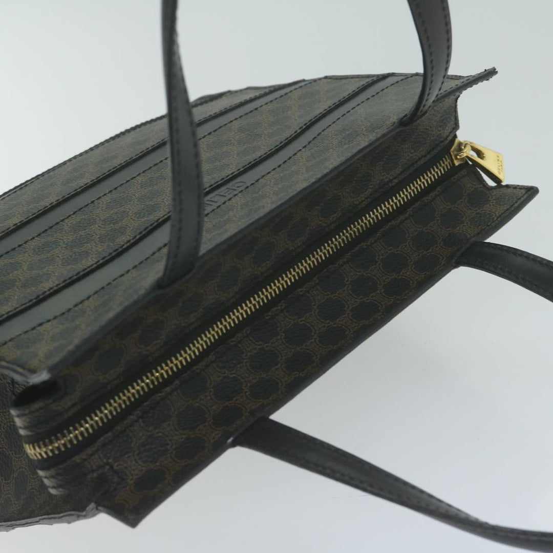 Celine Macadam Canvas Hand Bag PVC Brown Black Auth 66116