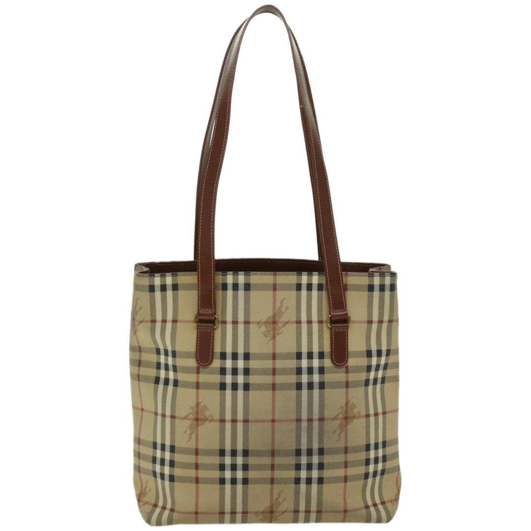 BURBERRY Nova Check Tote Bag PVC Beige Auth 66284