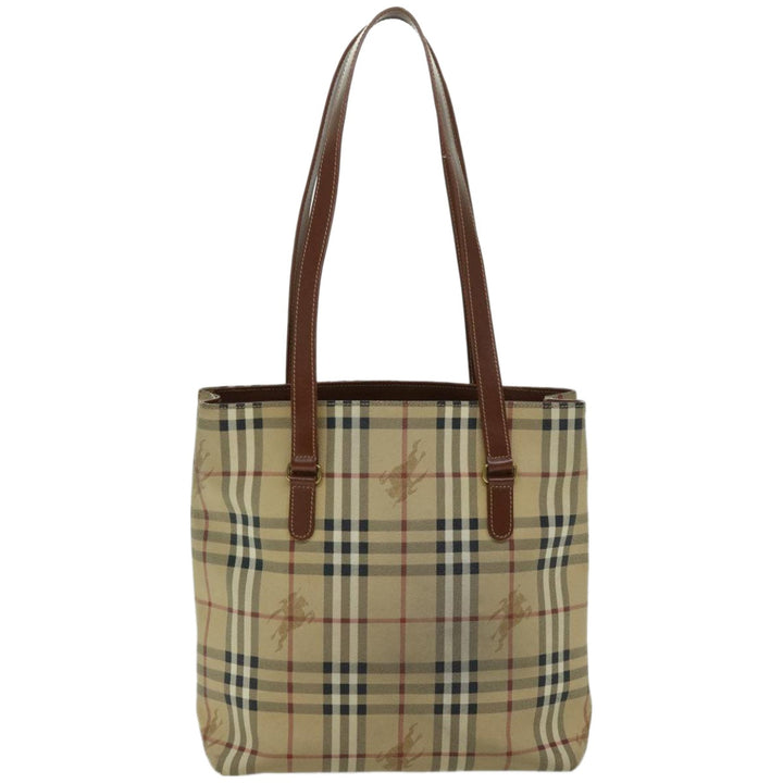 BURBERRY Nova Check Tote Bag PVC Beige Auth 66284