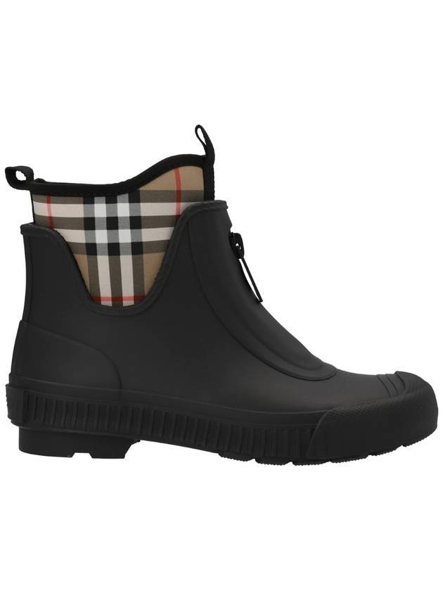 Burberry Vintage Check Neoprene Rubber Rain Boots Black Archive Beige
