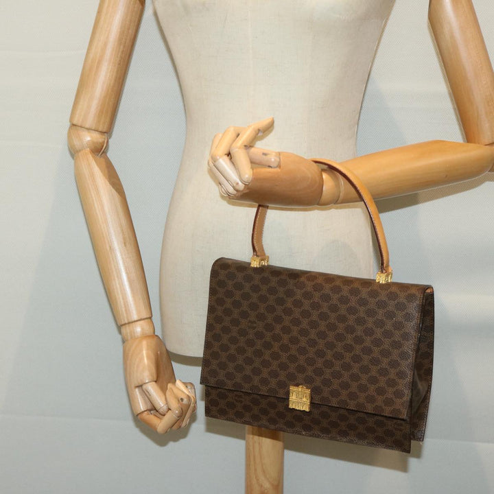 Celine Macadam Canvas Hand Bag PVC 2way Brown Auth 66347