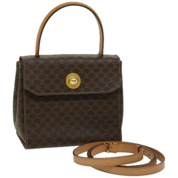Celine Macadam Canvas Hand Bag PVC 2way Brown Auth 66450