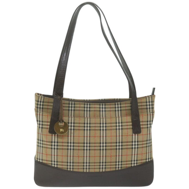 Burberry Nova Check Tote Bag Canvas Beige Auth 66489