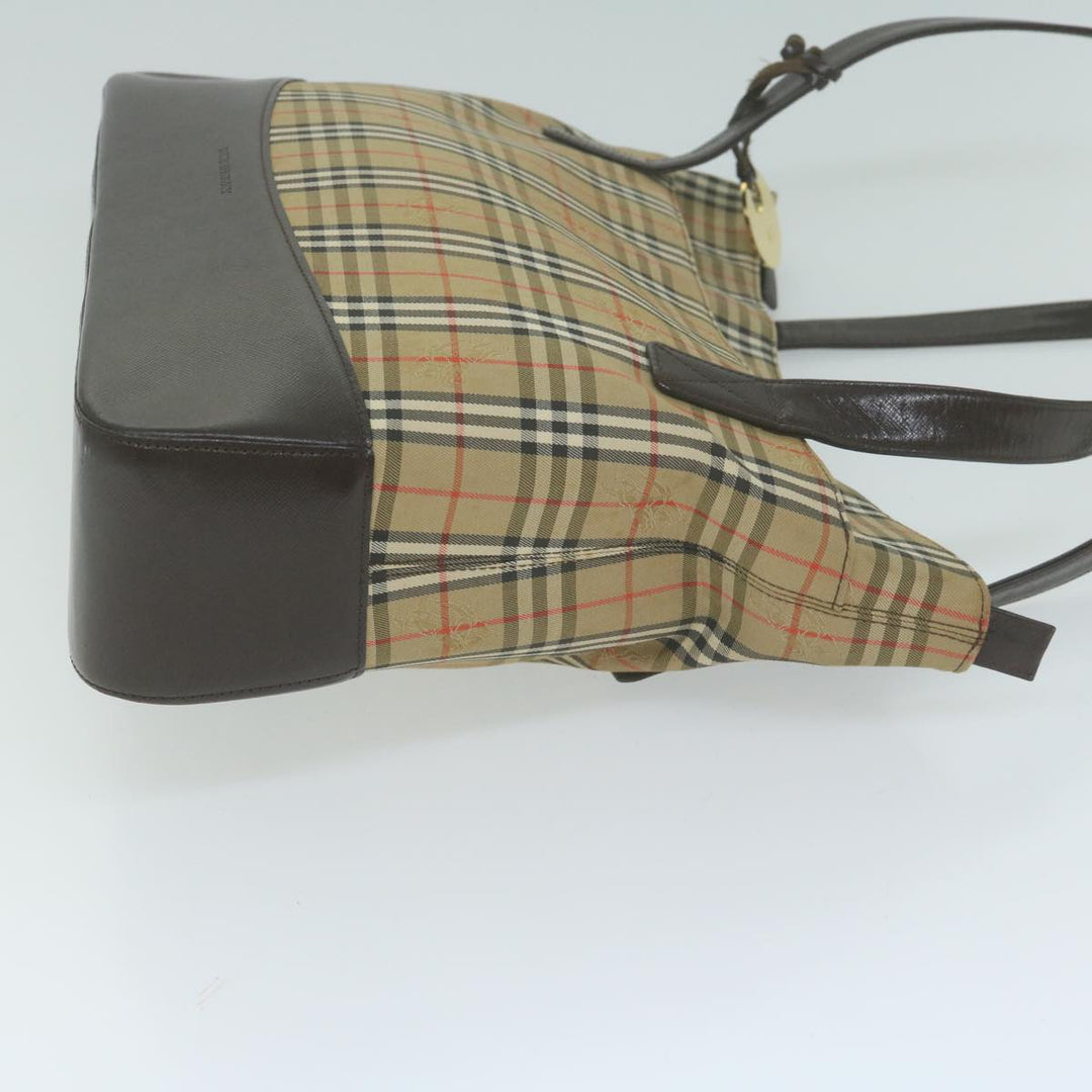 Burberry Nova Check Tote Bag Canvas Beige Auth 66489
