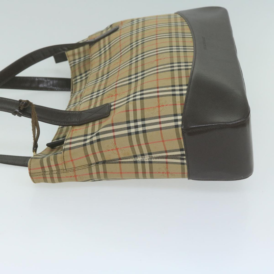 Burberry Nova Check Tote Bag Canvas Beige Auth 66489