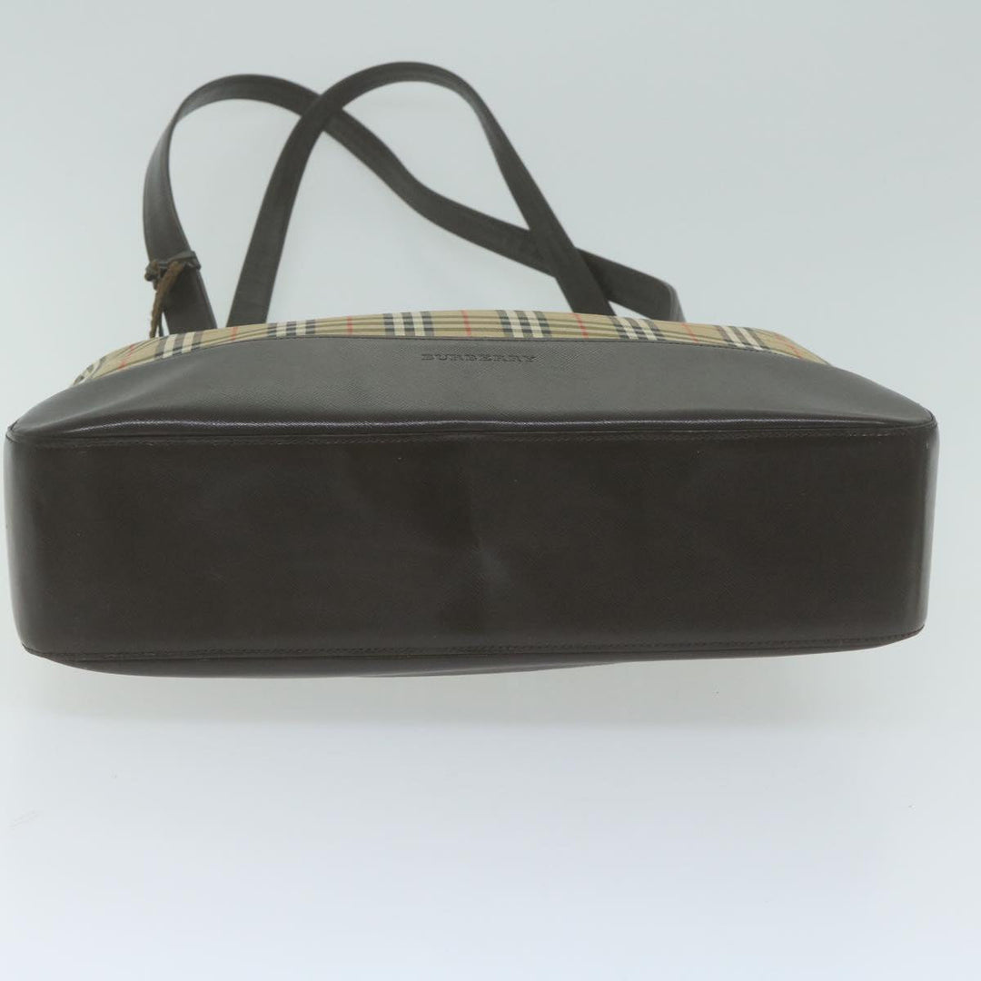 Burberry Nova Check Tote Bag Canvas Beige Auth 66489