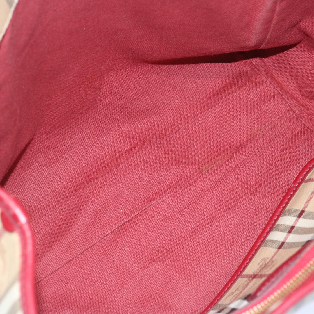 Burberry Nova Check Tote Bag PVC Beige Red Auth 66734