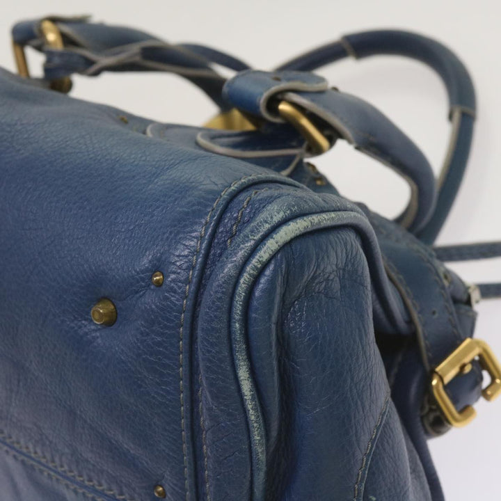 Chloe Paddington Shoulder Bag Leather Blue 66849