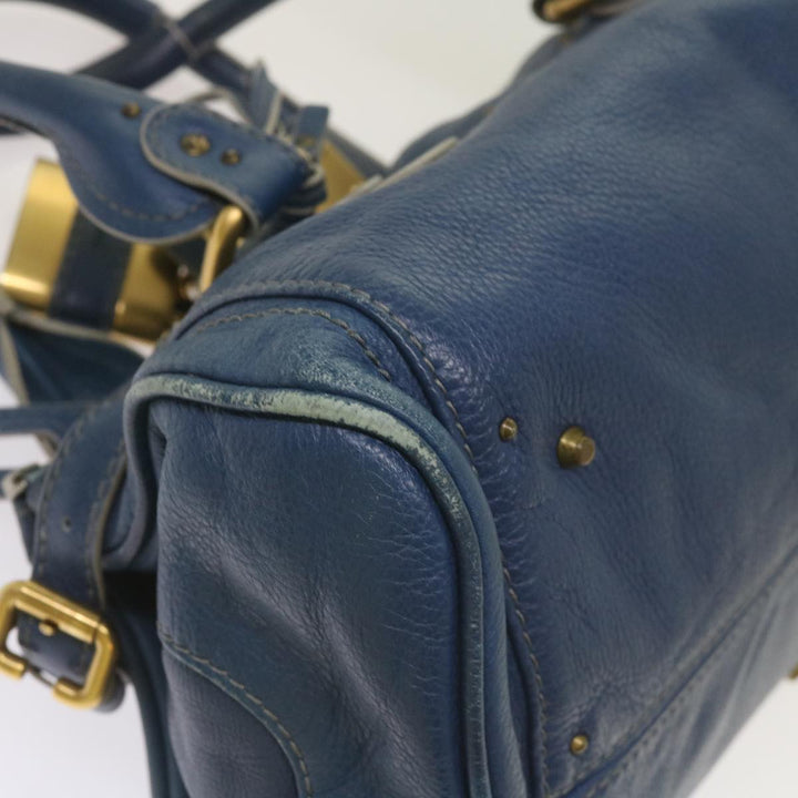 Chloe Paddington Shoulder Bag Leather Blue 66849