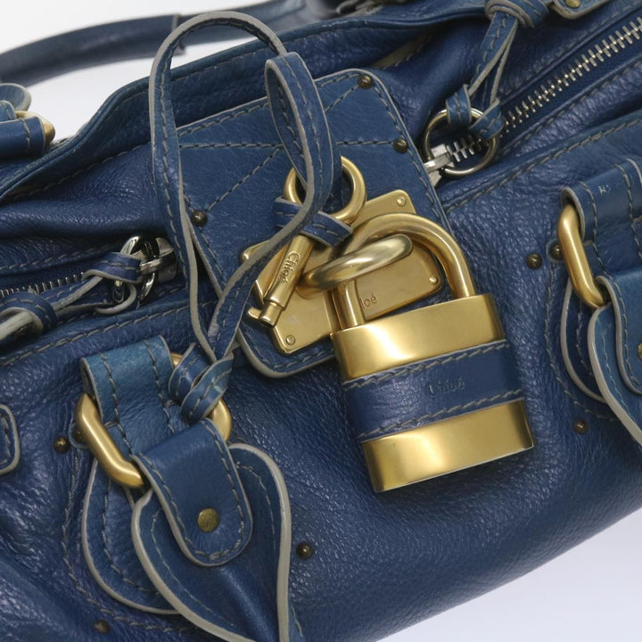 Chloe Paddington Shoulder Bag Leather Blue 66849