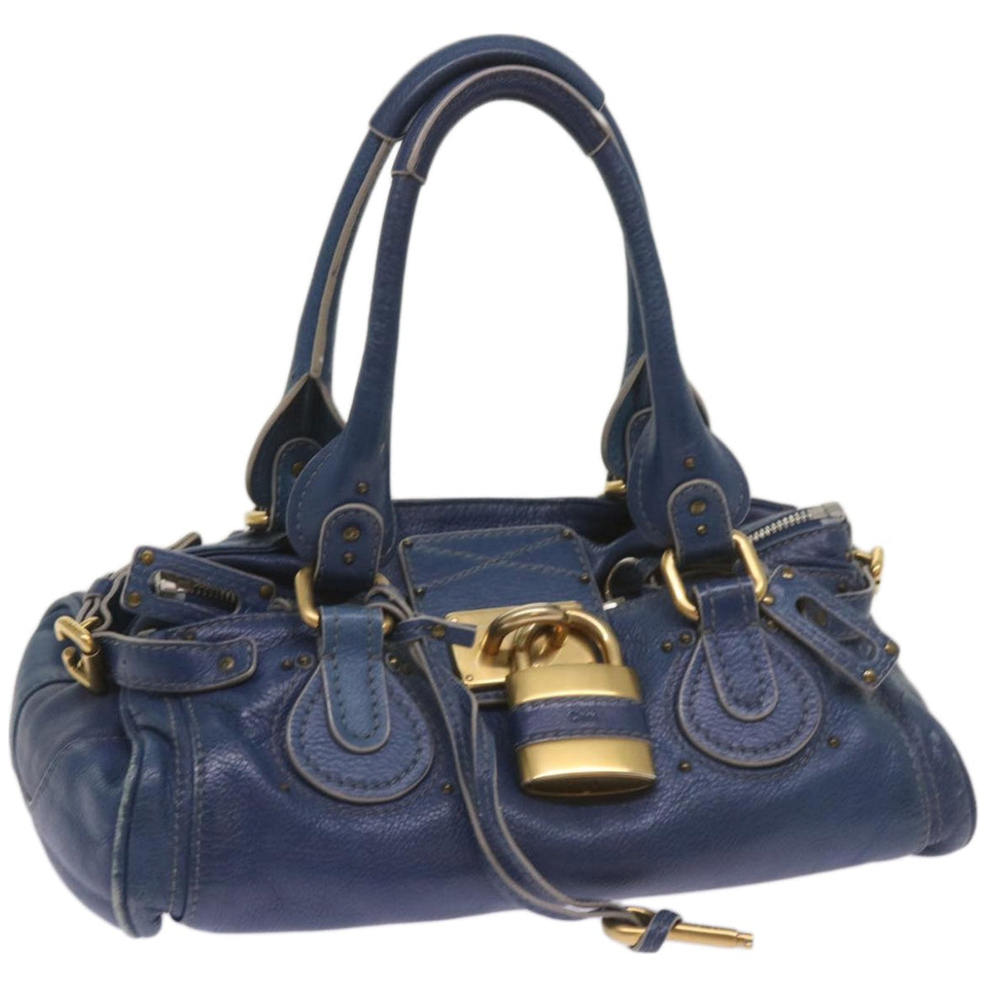 Chloe Paddington Shoulder Bag Leather Blue 66849