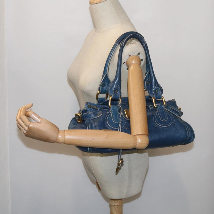 Chloe Paddington Shoulder Bag Leather Blue 66849