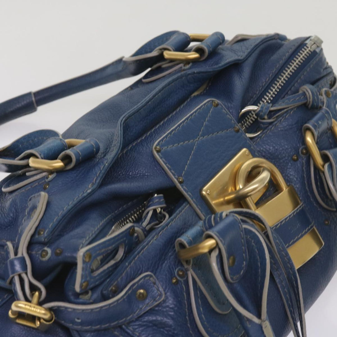 Chloe Paddington Shoulder Bag Leather Blue 66849