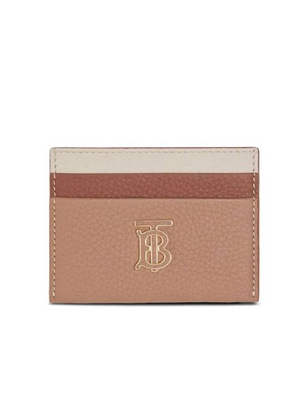 Burberry TB Tritone Grainy Leather Card Wallet Beige