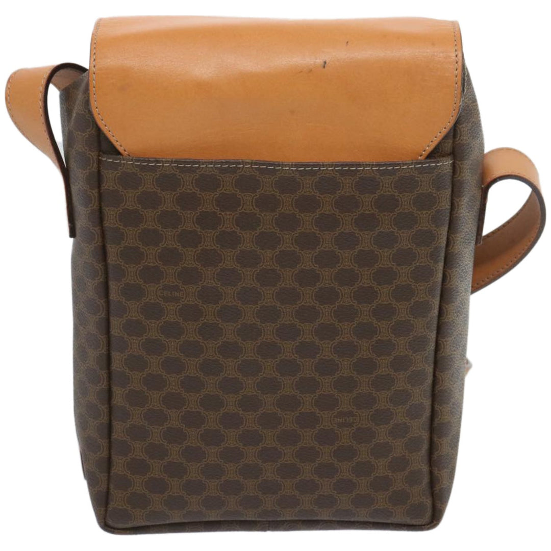Celine Macadam Canvas Shoulder Bag PVC Leather Brown Auth 66919