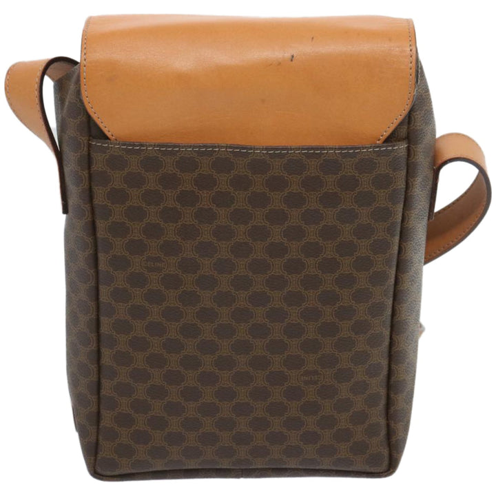 Celine Macadam Canvas Shoulder Bag PVC Leather Brown Auth 66919
