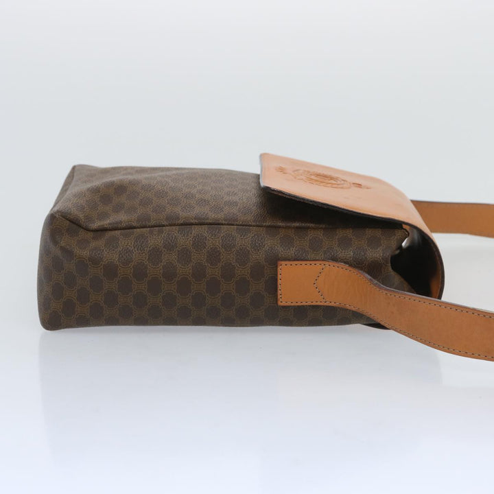 Celine Macadam Canvas Shoulder Bag PVC Leather Brown Auth 66919