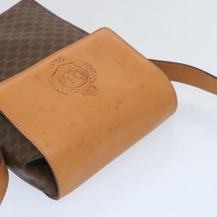 Celine Macadam Canvas Shoulder Bag PVC Leather Brown Auth 66919