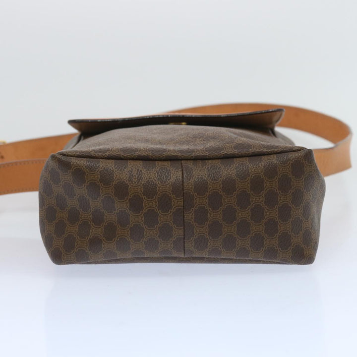 Celine Macadam Canvas Shoulder Bag PVC Leather Brown Auth 66919