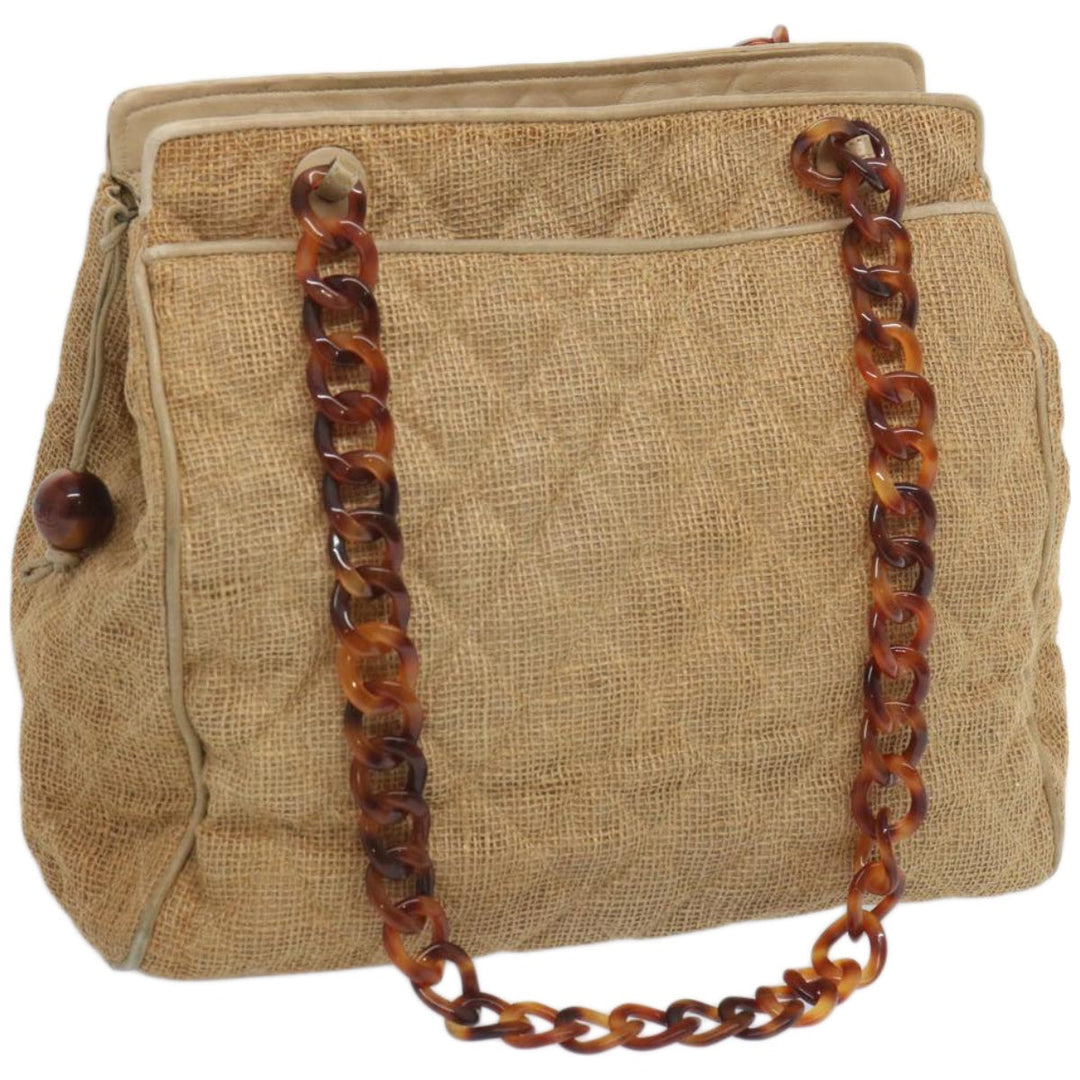 Chanel Matelasse Tote Bag Straw Brown CC Auth 66963