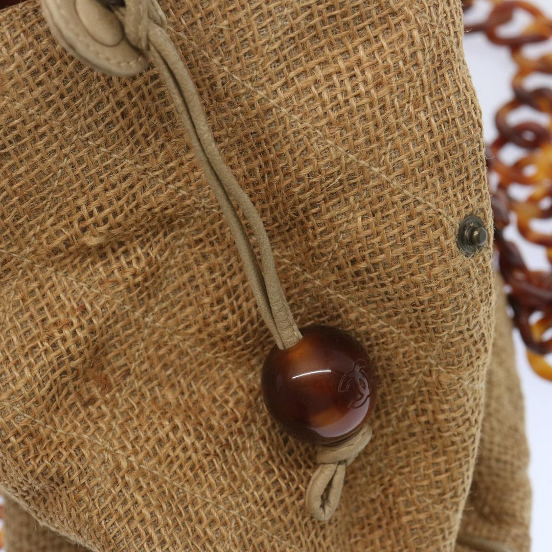 Chanel Matelasse Tote Bag Straw Brown CC Auth 66963