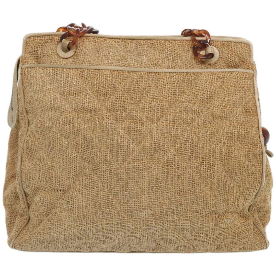 Chanel Matelasse Tote Bag Straw Brown CC Auth 66963