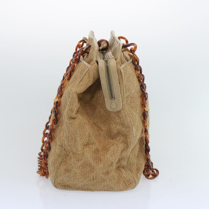 Chanel Matelasse Tote Bag Straw Brown CC Auth 66963