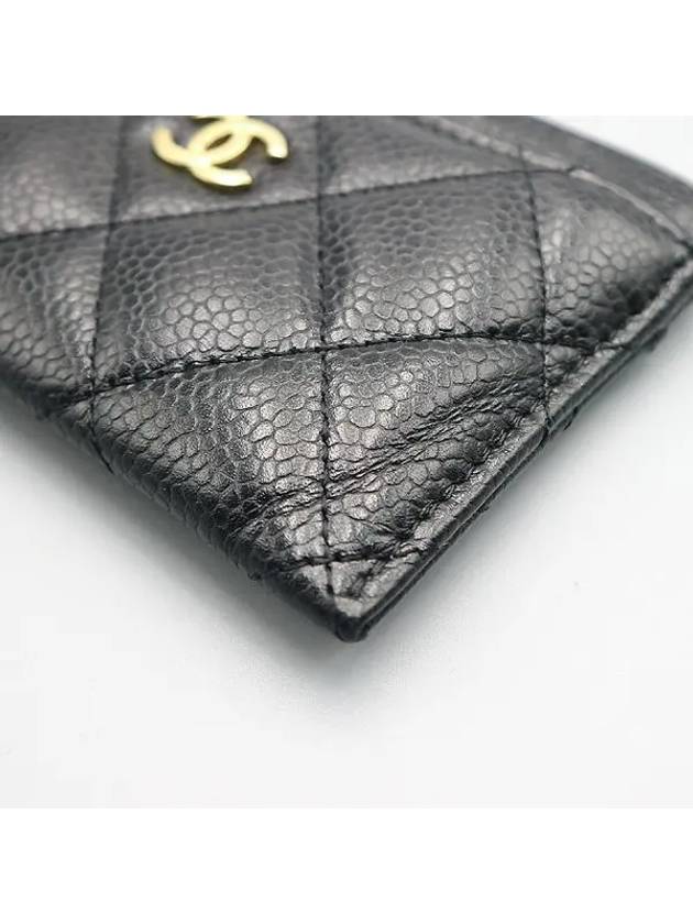 AP0213 Black grained calf caviar skin COCO gold logo classic card holder Matrasse wallet Chanel