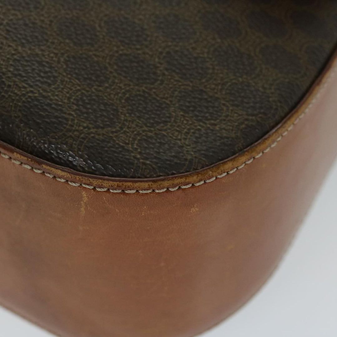 Celine Macadam Canvas Shoulder Bag PVC Leather Brown Auth 67004