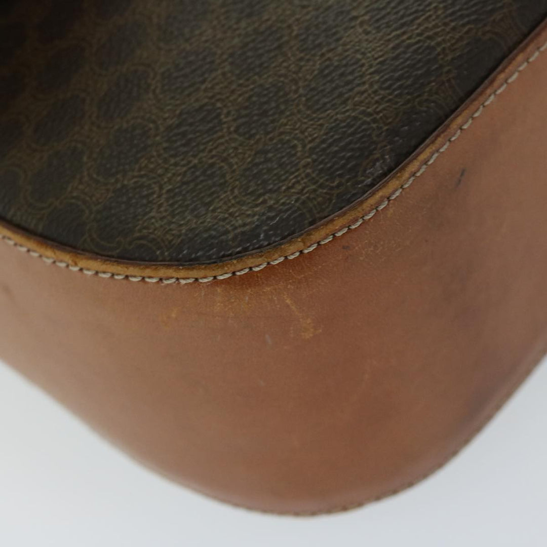 Celine Macadam Canvas Shoulder Bag PVC Leather Brown Auth 67004