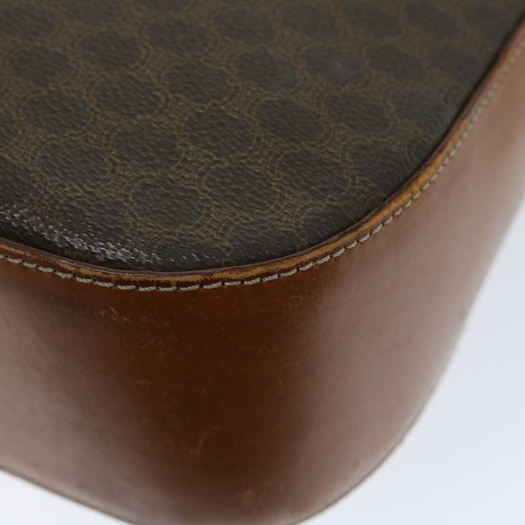 Celine Macadam Canvas Shoulder Bag PVC Leather Brown Auth 67004